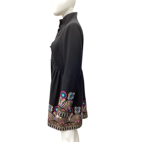 NWT Plenty By Tracy Reese Coat Coat Women’s Size 10 Wool Blend Embroidery Black - Picture 3 of 6